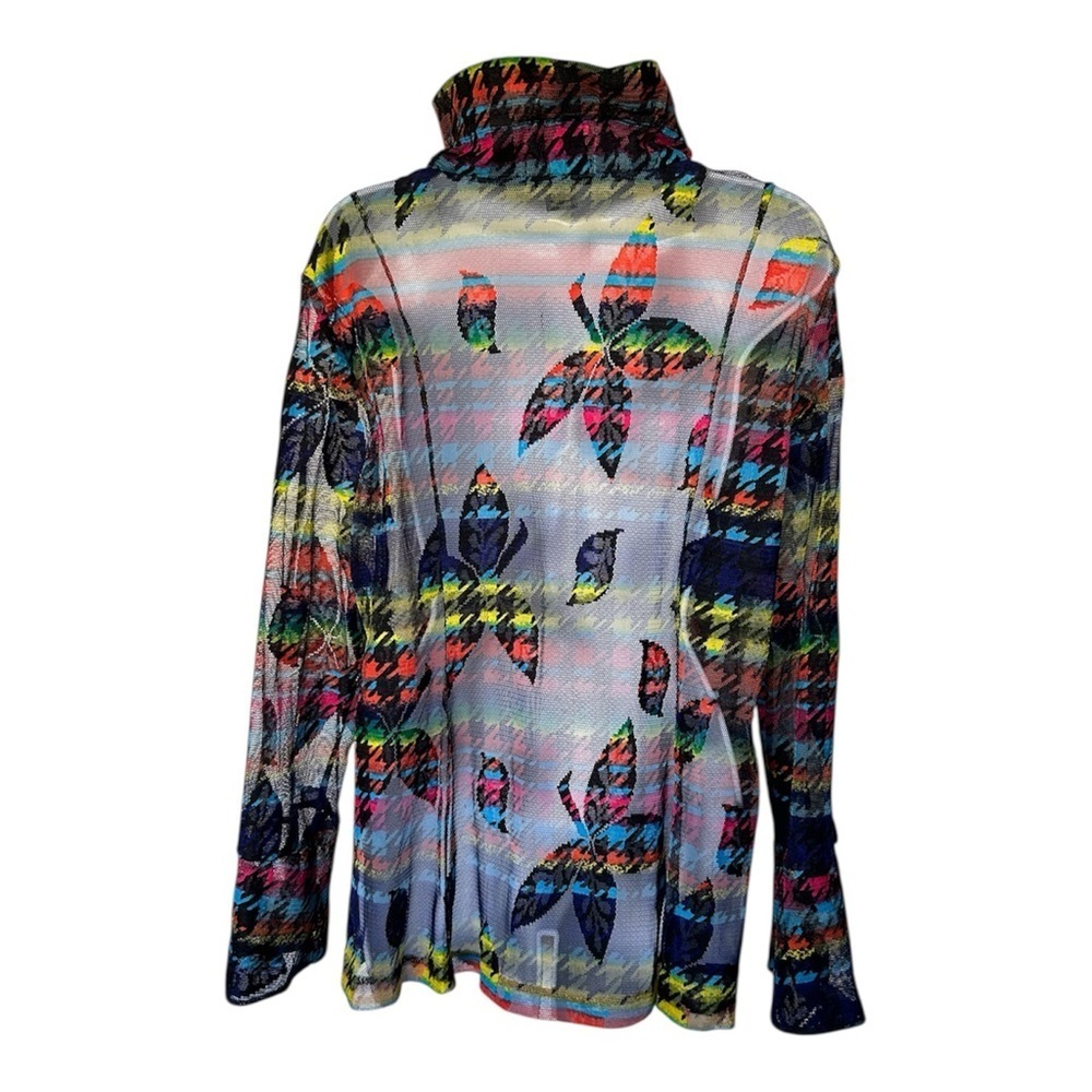 Damee Inc Swing Jacket Sheer Multi Colorful Wire Collar Excellent Size L - Picture 2 of 5